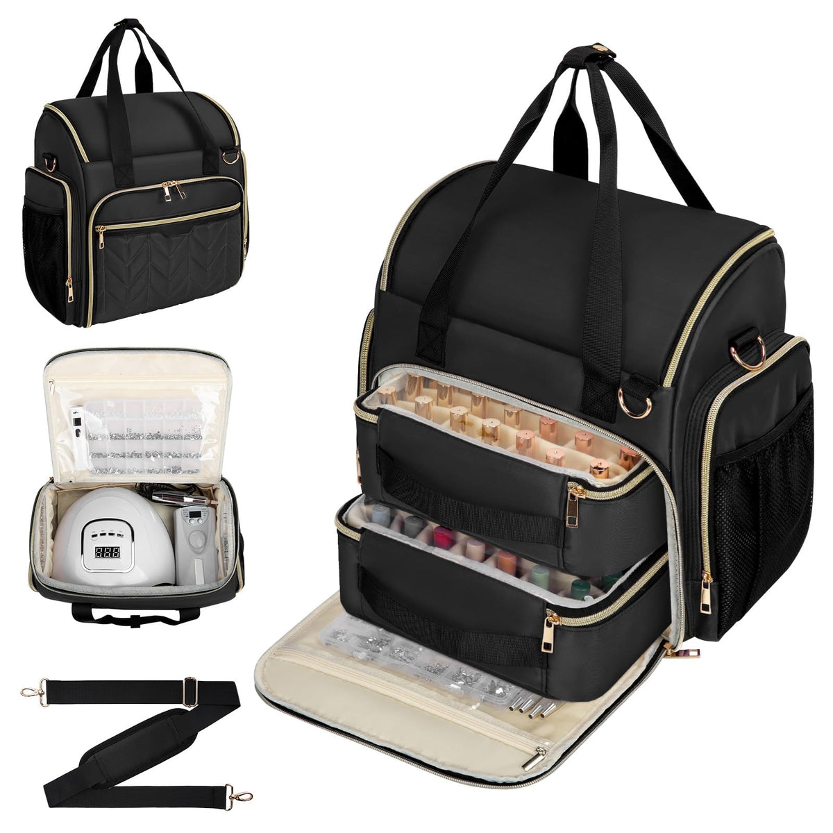GDNasist Extra Large Nail Polish Organizer Case front view