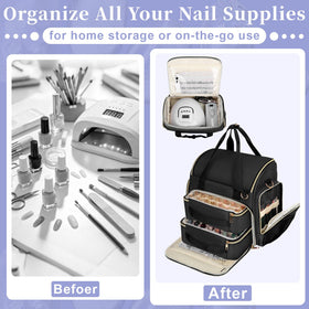 GDNasist Extra Large Nail Polish Organizer packed for travel