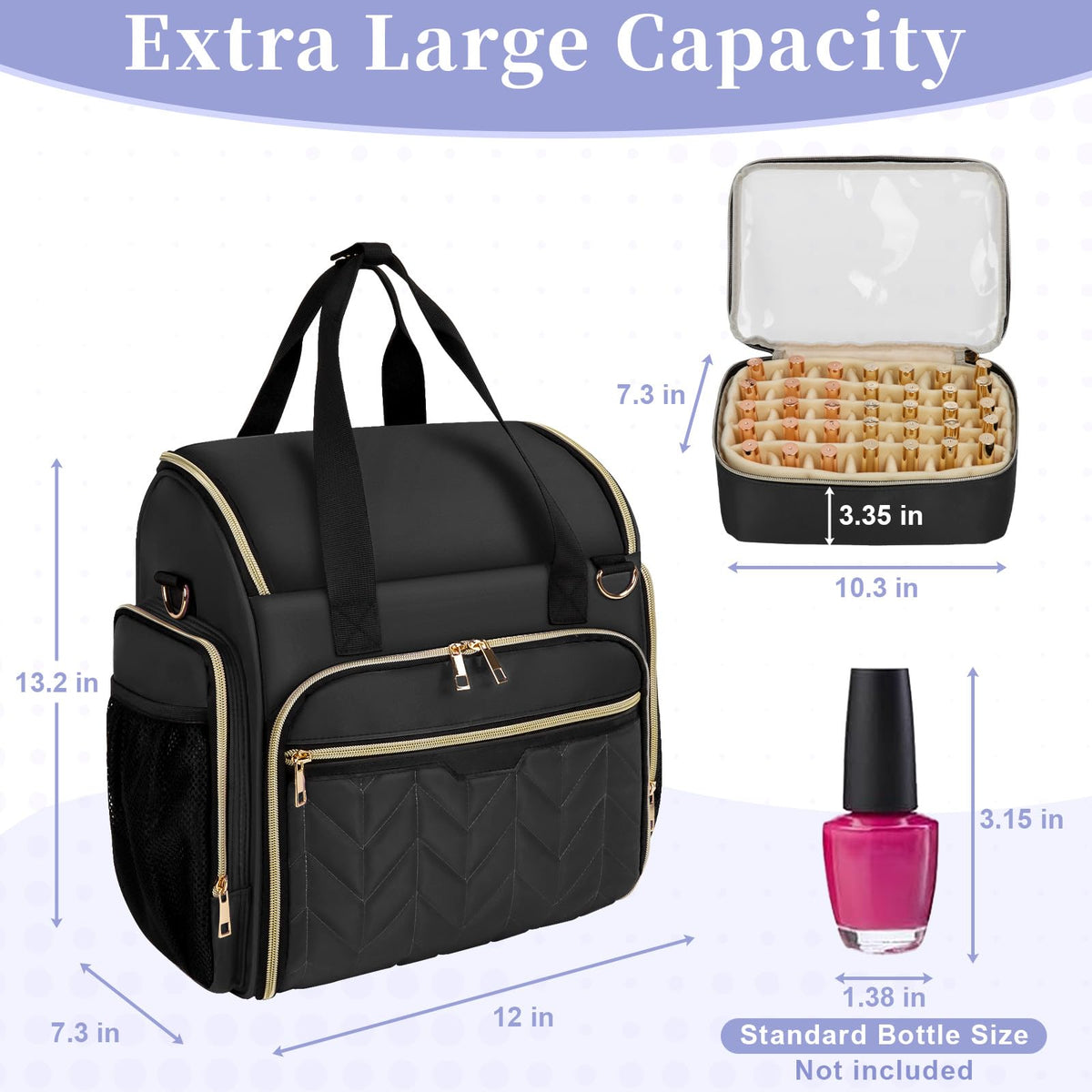 GDNasist nail polish organizer with clear zipper pocket
