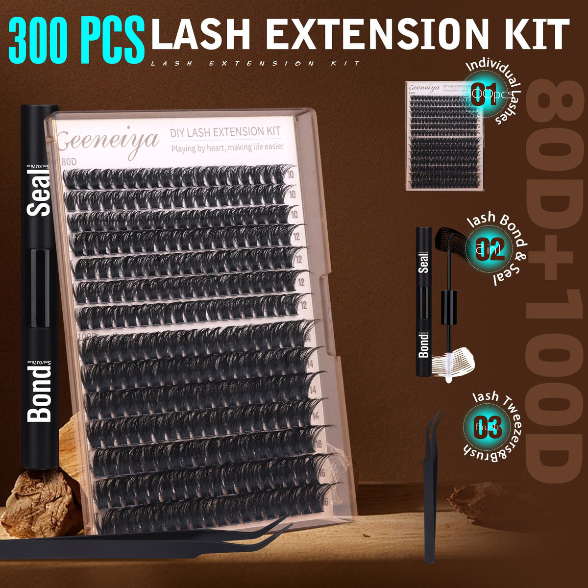 Geeneiya 300PCS lash clusters with various lengths