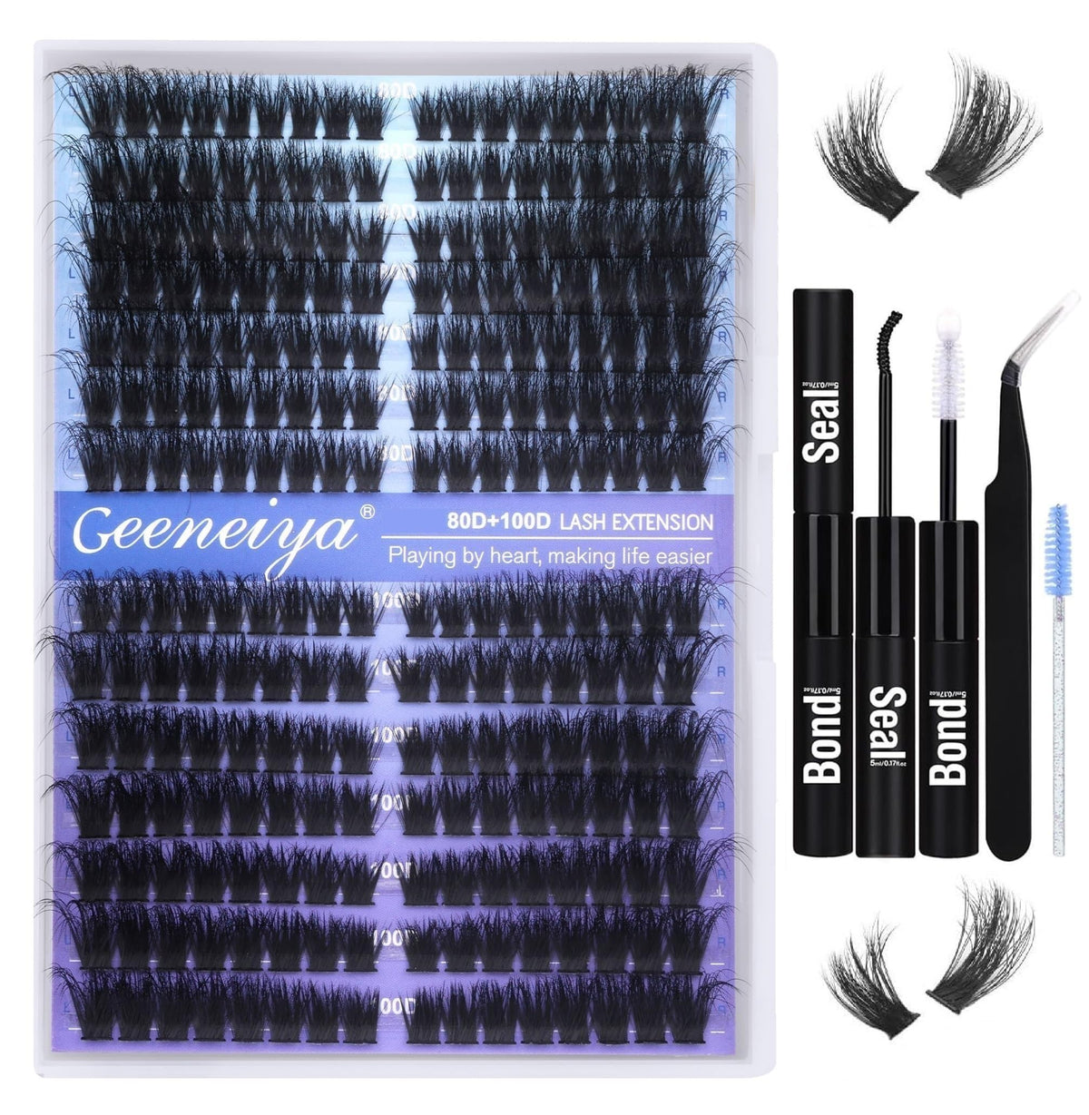 Geeneiya Cat Eye Lash Extension Kit 252pcs with lash bond and seal