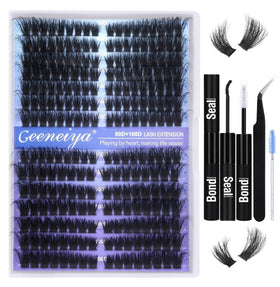 Geeneiya Cat Eye Lash Extension Kit 252pcs with lash bond and seal