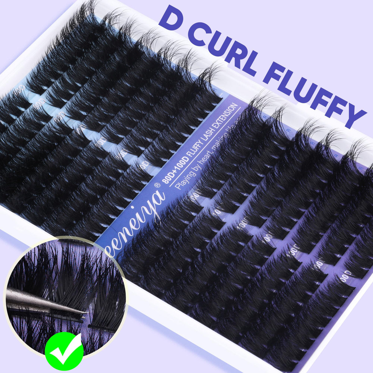 Geeneiya lash clusters arranged for easy access