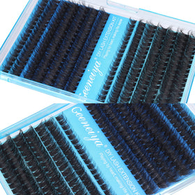 Geeneiya lash clusters in various styles on a model