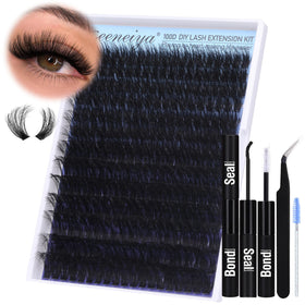 Geeneiya Lash Extension Kit 14-24mm with cluster lashes and tools