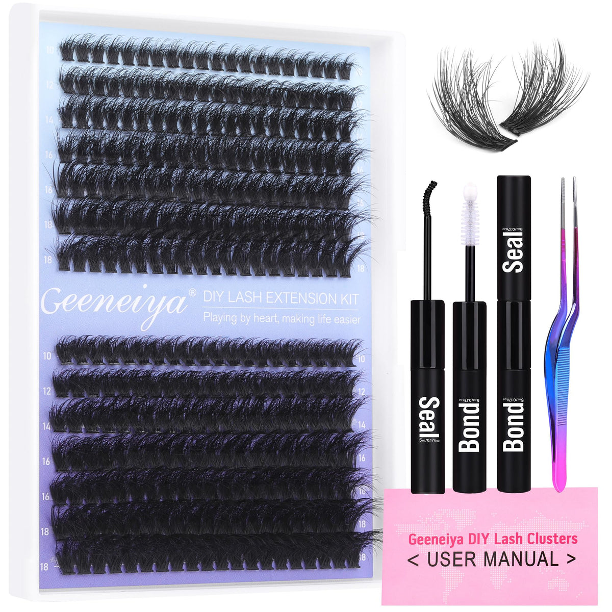 Geeneiya Lash Extension Kit with 280 individual lashes and tools
