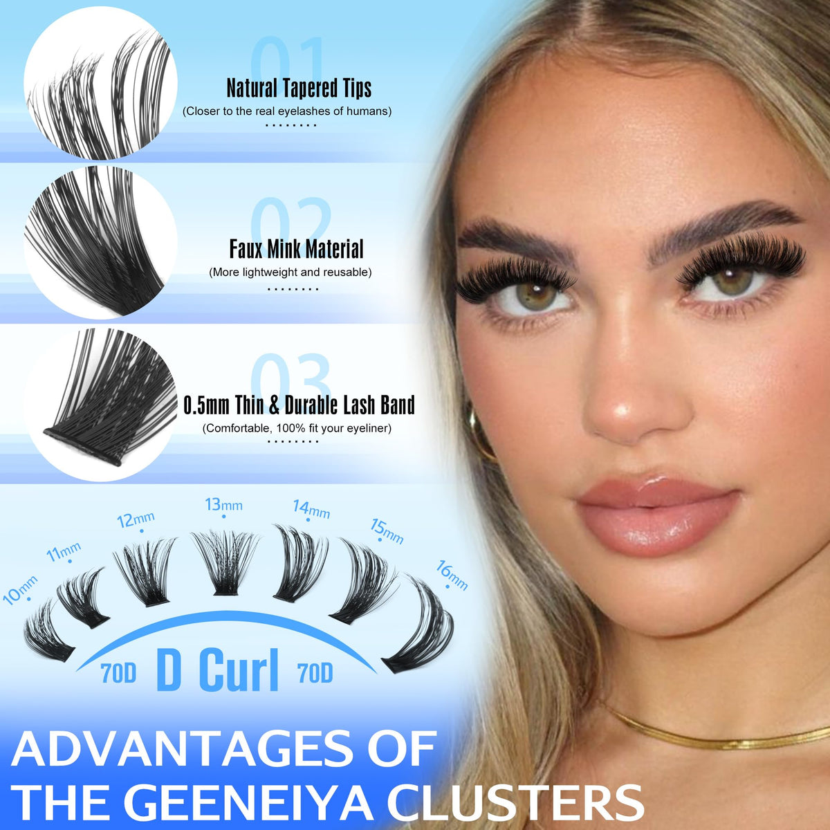 Geeneiya lash extension kit with various lash lengths