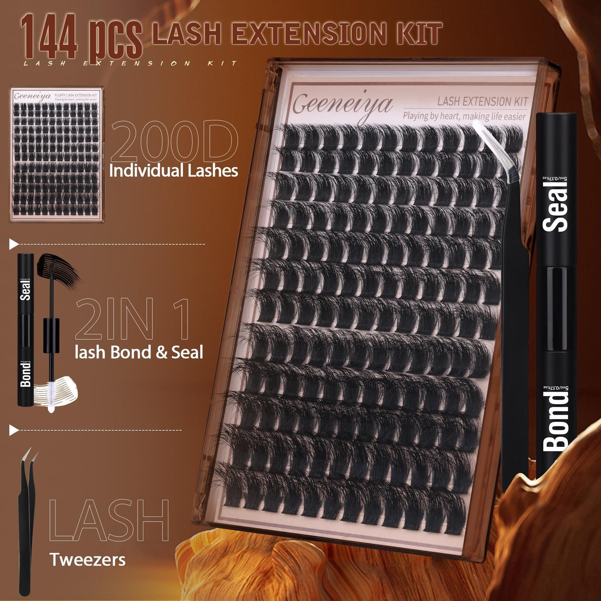 Geeneiya matte black wispy lash clusters displayed