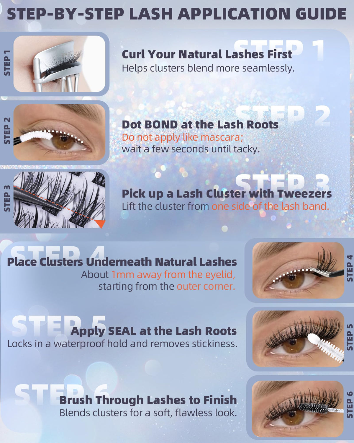 Geeneiya Natural Lash Clusters Kit contents laid out on a flat surface