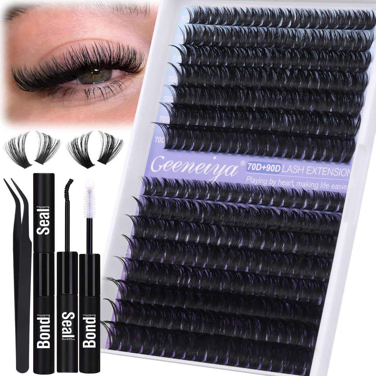 Geeneiya Wispy Lash Clusters Kit 300PCS front view