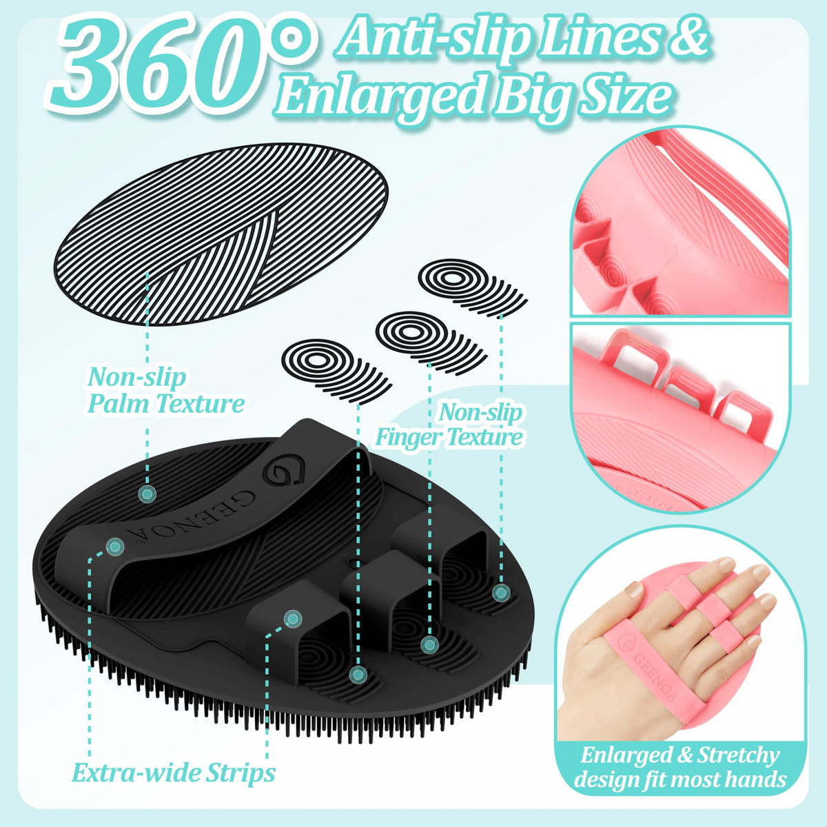 GEENOA Silicone Body Scrubber in use during a shower
