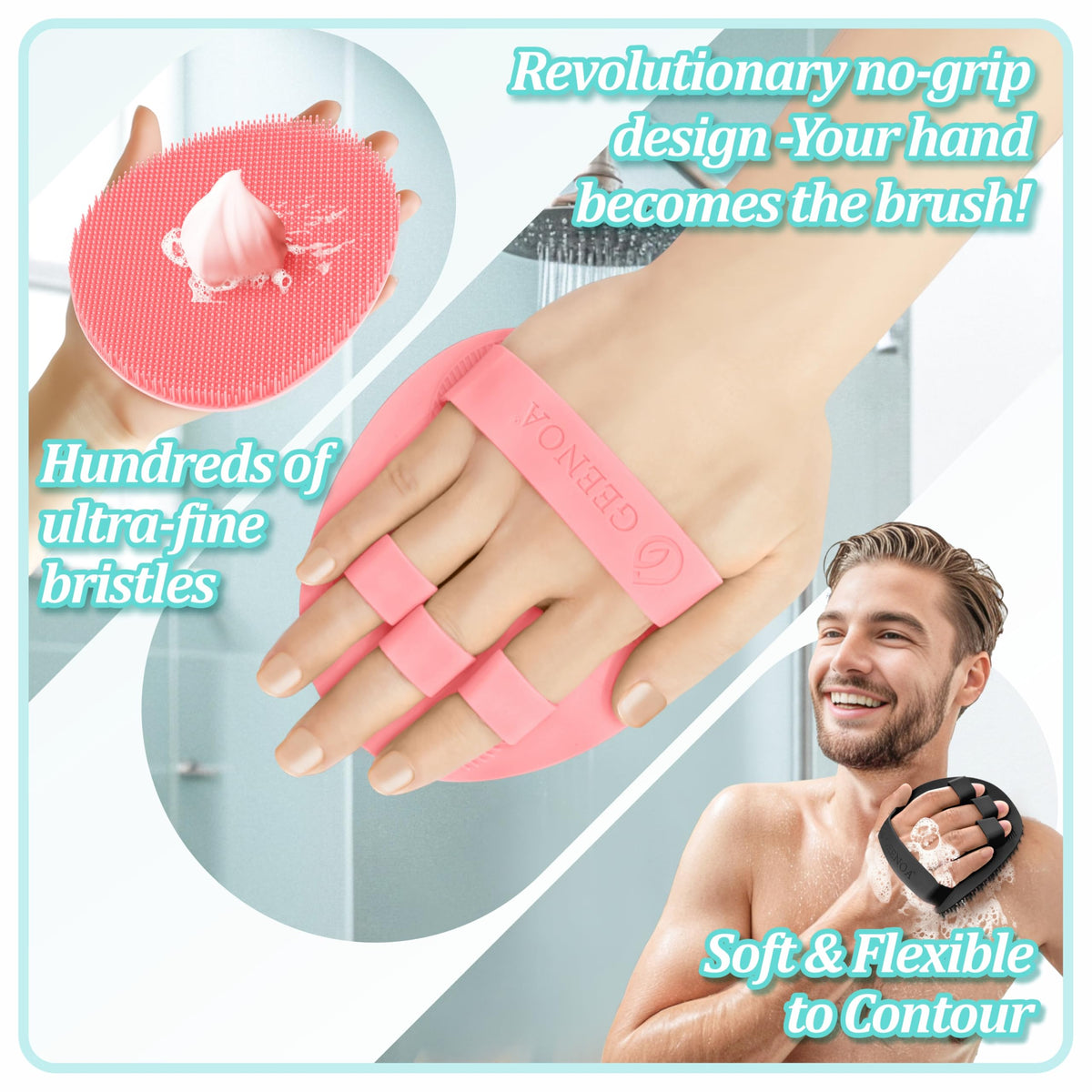 GEENOA Silicone Body Scrubber packaging display
