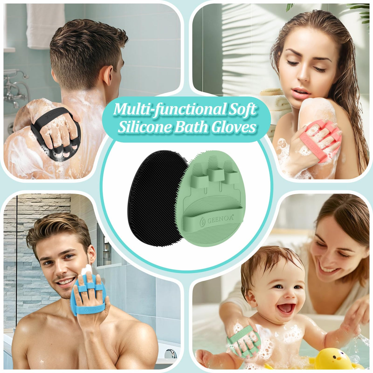 GEENOA Silicone Shower Scrubber side view