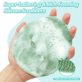 GEENOA Silicone Shower Scrubber with straps in use