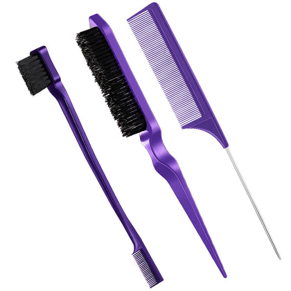 Geiserailie 3 Pcs Hair Brush Set including edge brush and comb