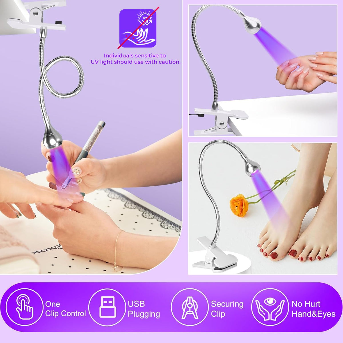 Geisofu UV Nail Lamp adjustable lighting settings