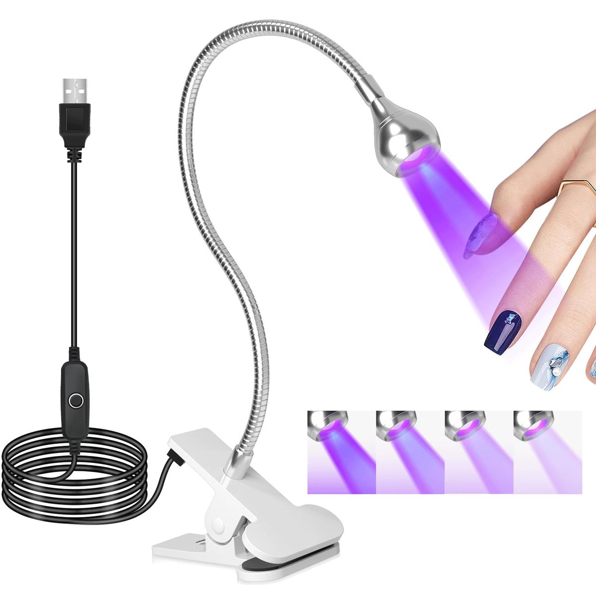 Geisofu UV Nail Lamp front view with gooseneck design