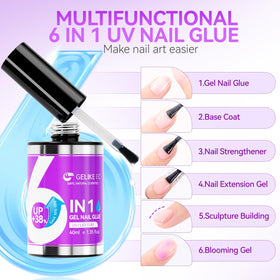 gelike ec Nail Glue 40ml in use on acrylic nails