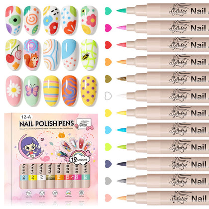 GELLAKTIK Nail Art Pens set with 12 vibrant colours