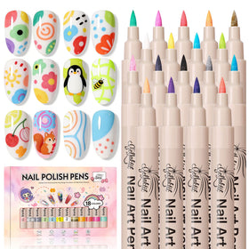 GELLAKTIK Nail Art Pens Set with 18 vibrant colours displayed