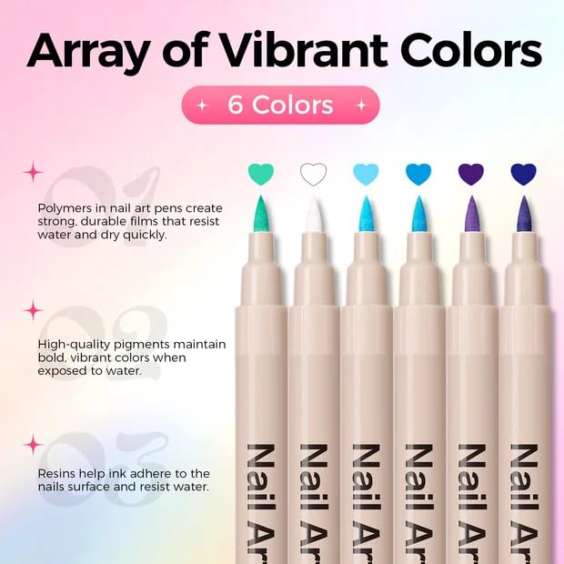 GELLAKTIK Nail Art Pens showing detailed nail designs
