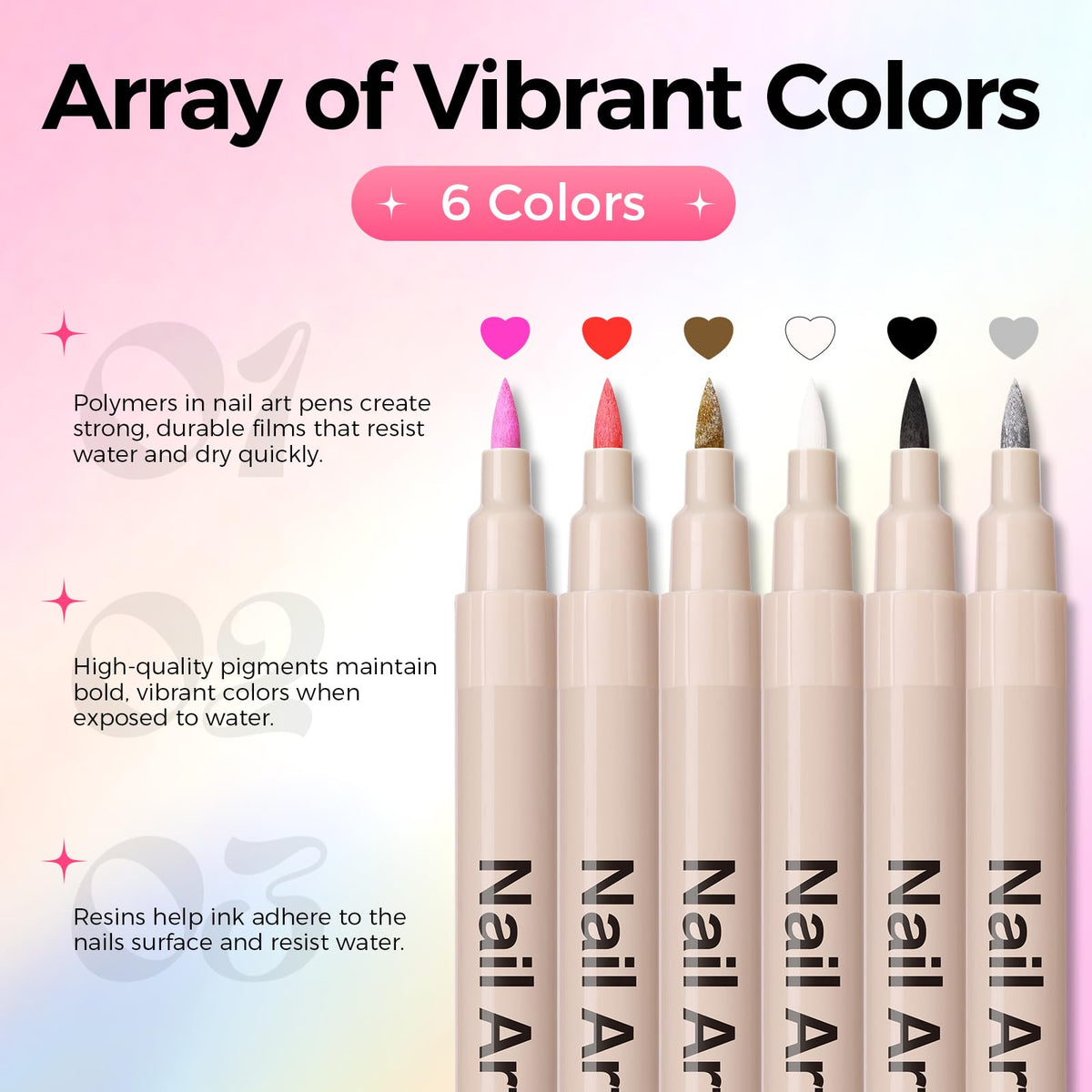 GELLAKTIK Nail Art Pens showing vibrant colours
