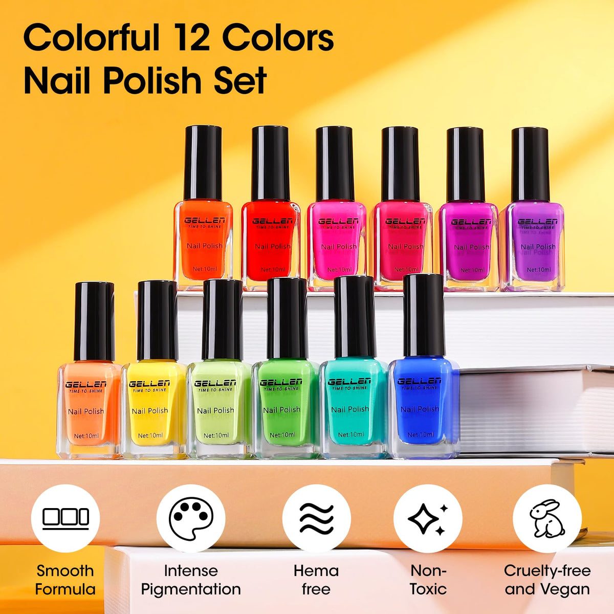 GELLEN Bright Neon Nail Polish vibrant blue shade on nails