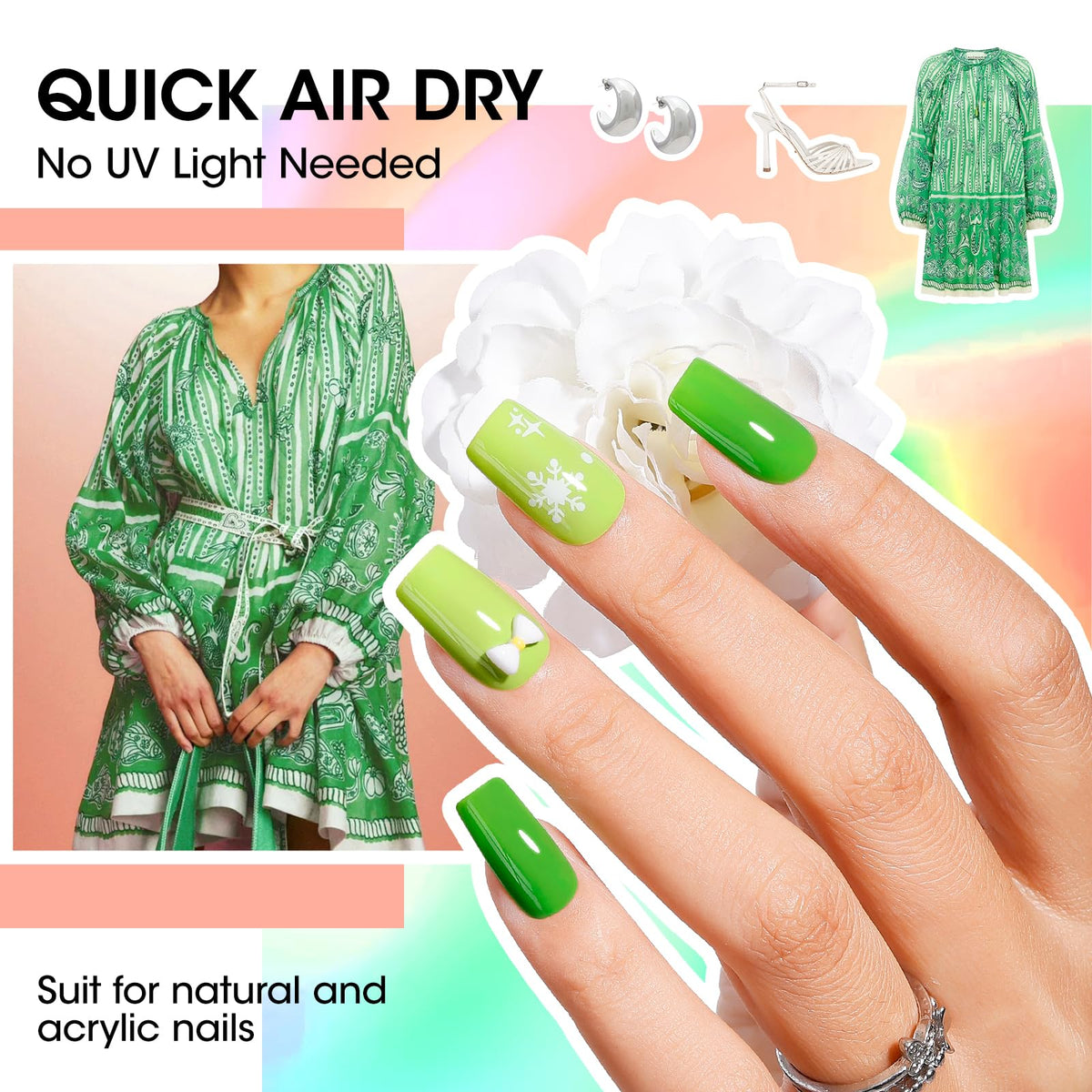 GELLEN Bright Neon Nail Polish wide brush for easy application