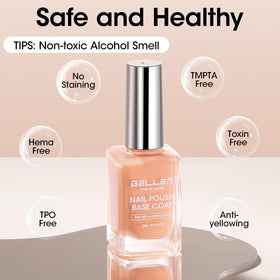 GELLEN Clear Nail Polish Base Coat Tinted Nude on a nail art table