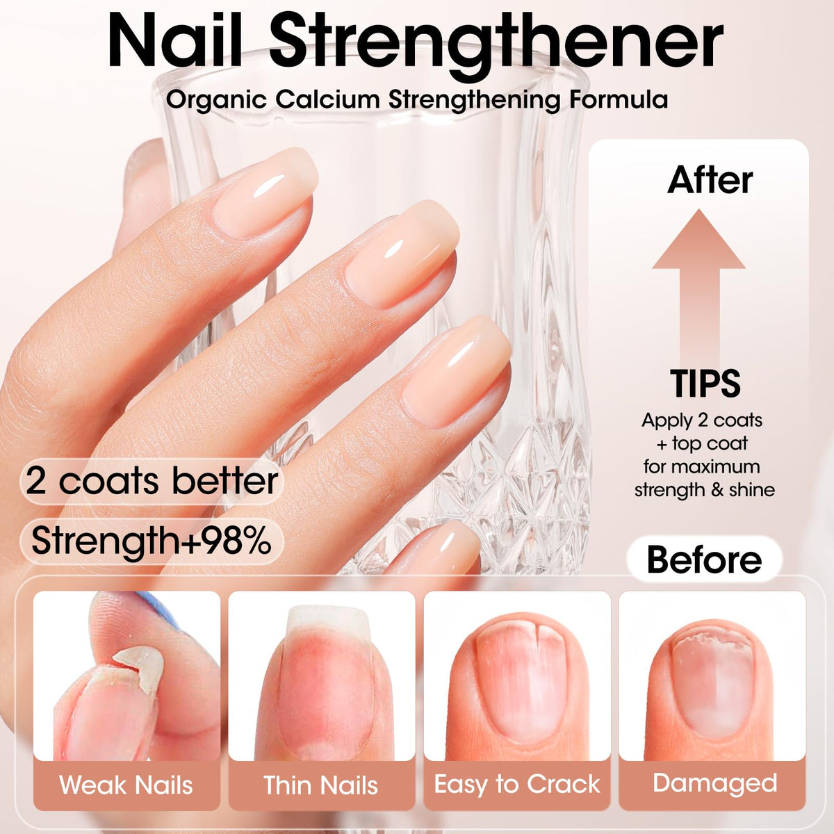 GELLEN Clear Nail Polish Base Coat Tinted Nude packaging