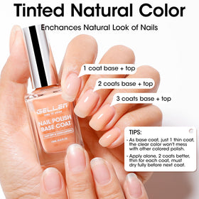 GELLEN Clear Nail Polish Base Coat Tinted Nude texture close-up
