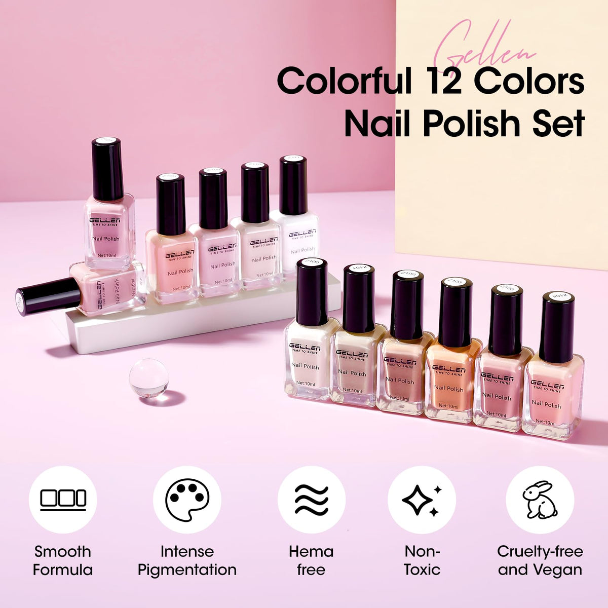 GELLEN nail polish in use on manicured nails