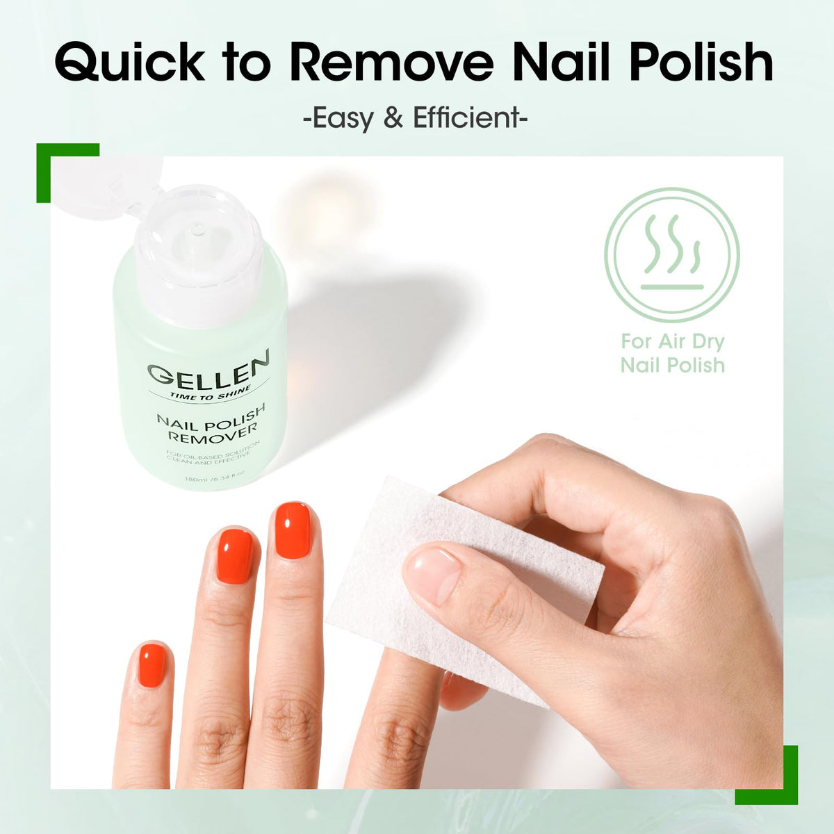 GELLEN Nail Polish Remover 180ml with cotton pad for application