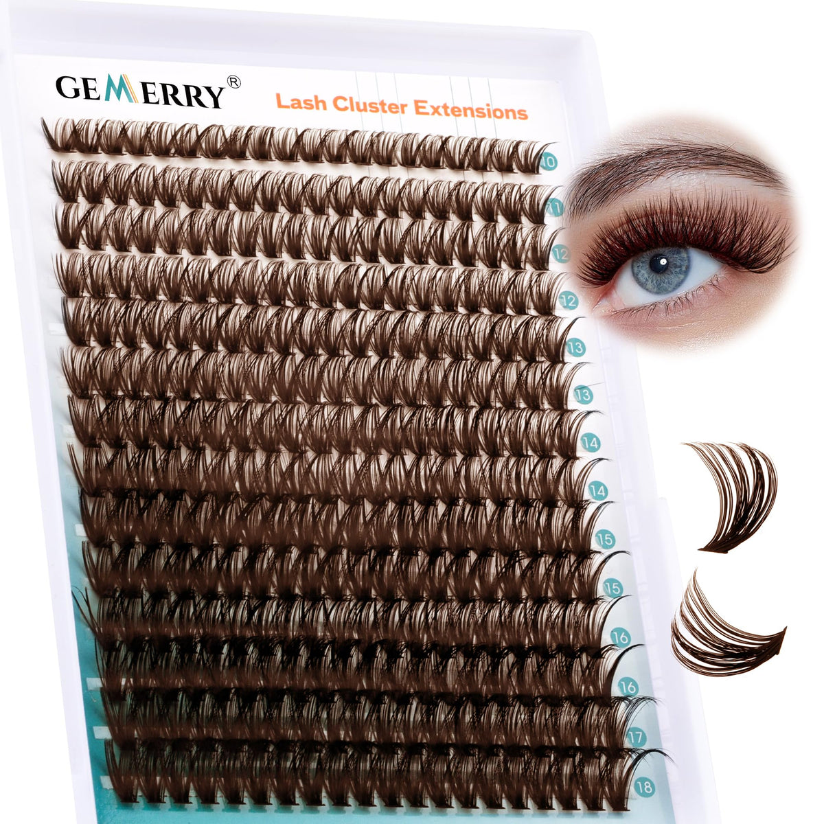 GEMERRY Brown Lash Clusters front view in packaging
