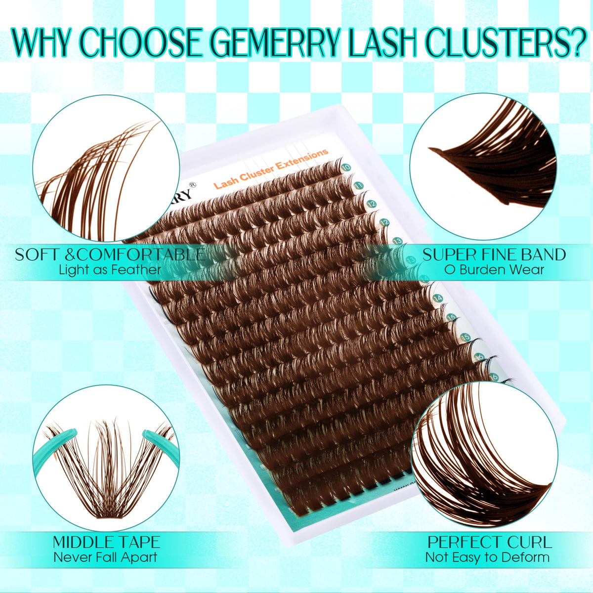 GEMERRY Brown Lash Clusters in use on a model's eyes