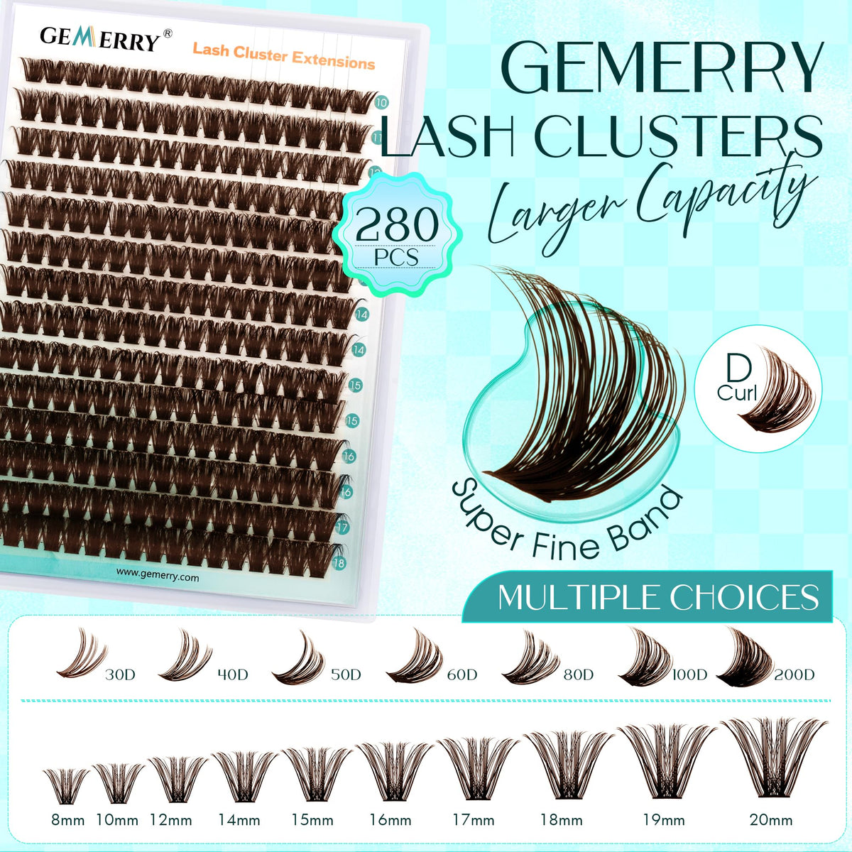 GEMERRY Brown Lash Clusters with a soft texture comparison