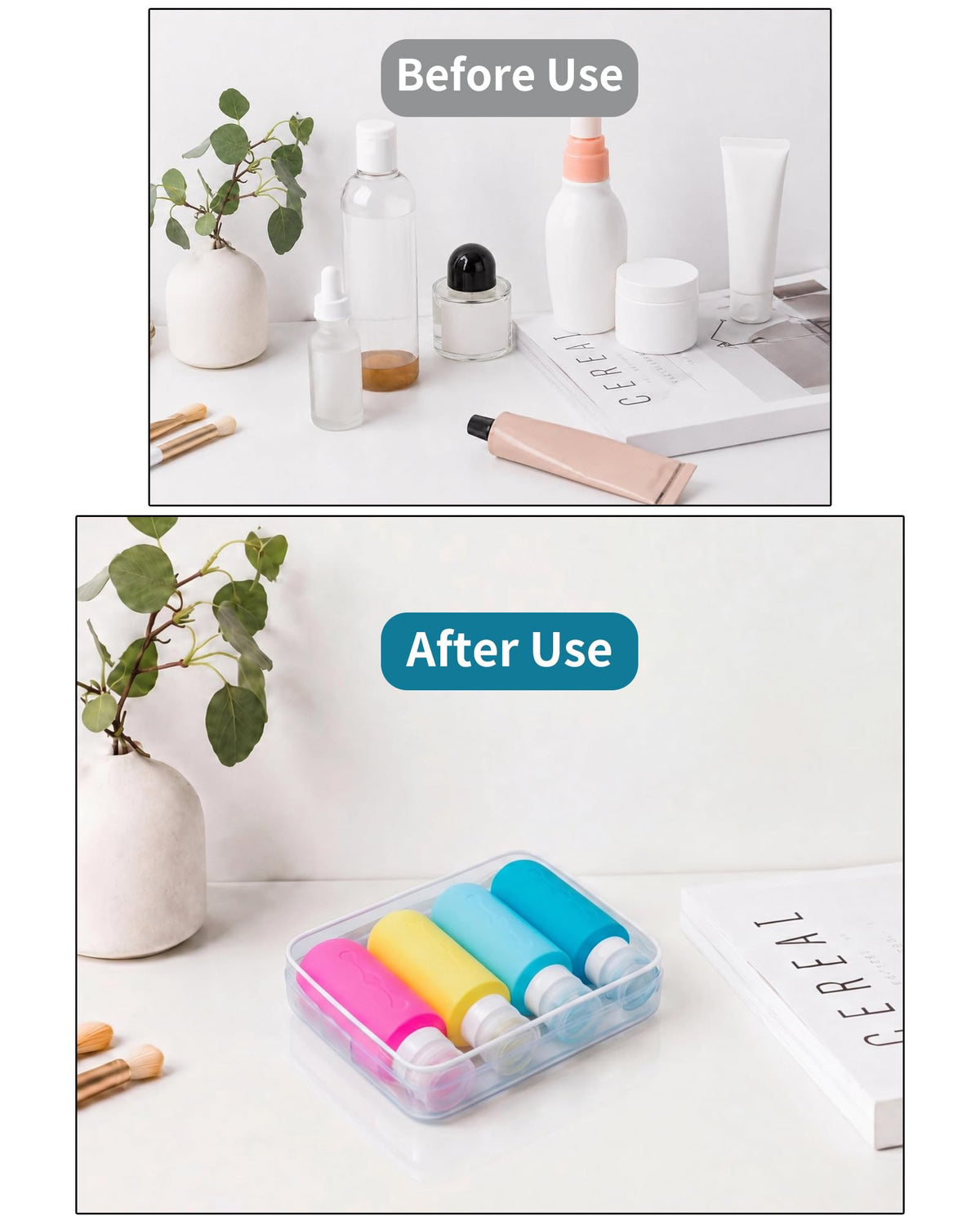 Gemice travel bottles in use during travel
