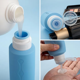 Gemice travel bottles with flip top caps in use