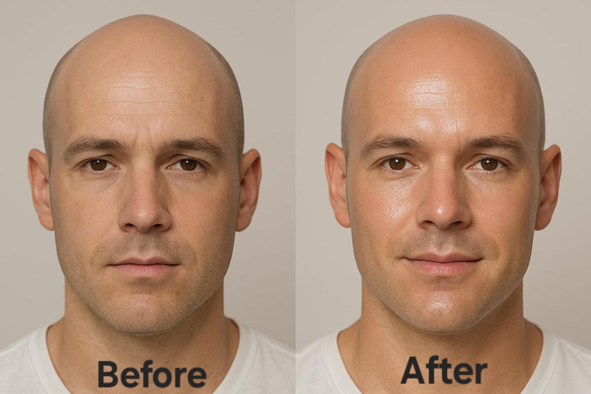 Generic Bald Head Balm Moisturiser application on a shaved scalp