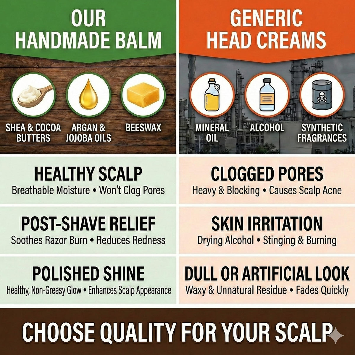 Generic Bald Head Balm Moisturiser with natural ingredients displayed