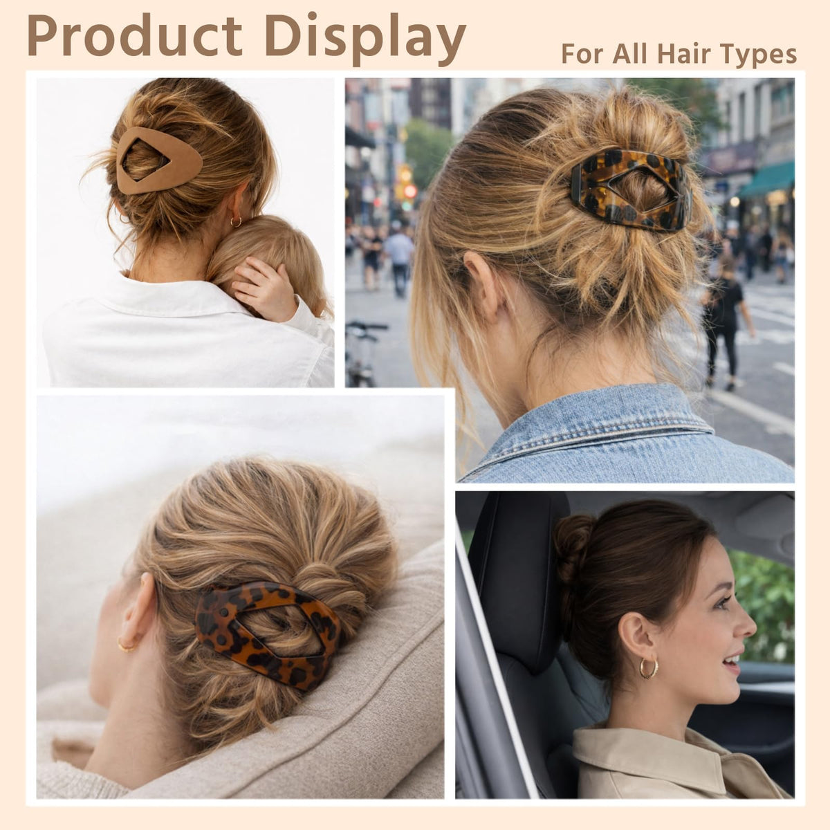 Generic duckbill hair clips in black colour, back view