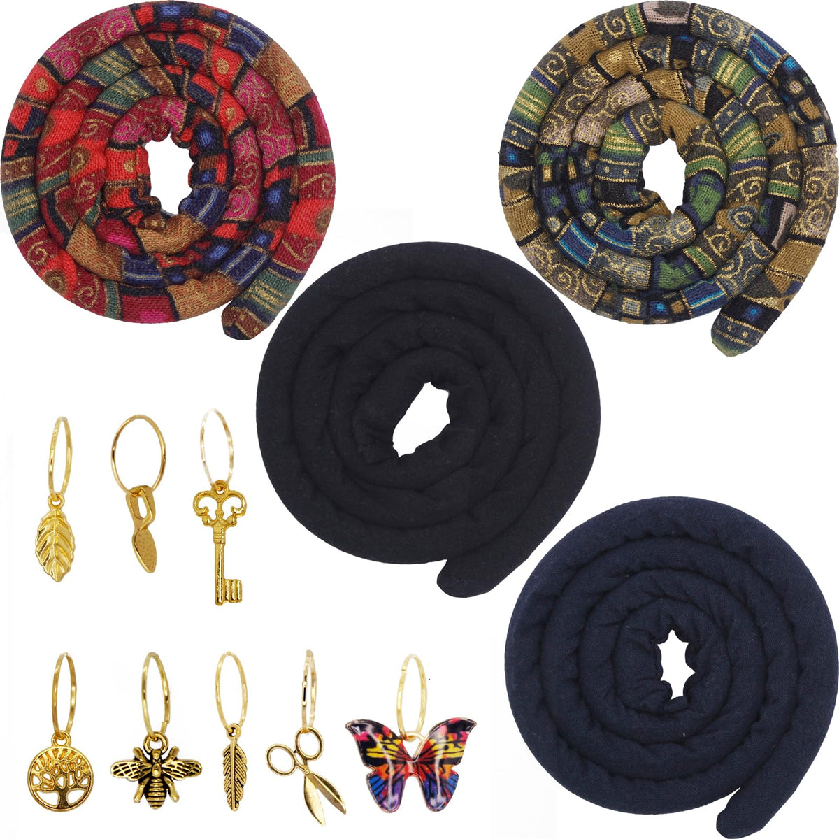 Generic Spiral Lock Hair Tie 4 Pieces Multi-Colour Dreadlock Accessories front view