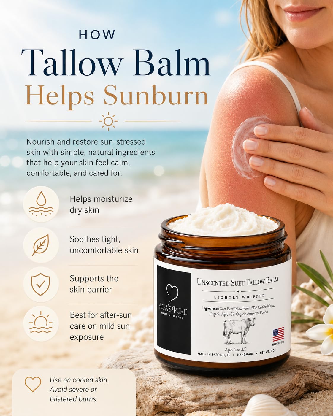 Generic Unscented Night Tallow Balm packaging with label details