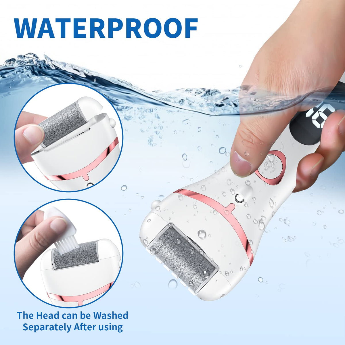 Geopu Electric Foot Callus Remover with cleaning brush and charging cable