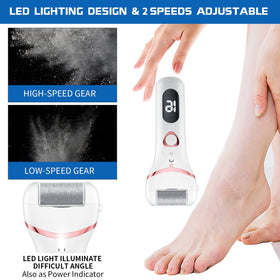 Geopu foot callus remover showing LCD battery display