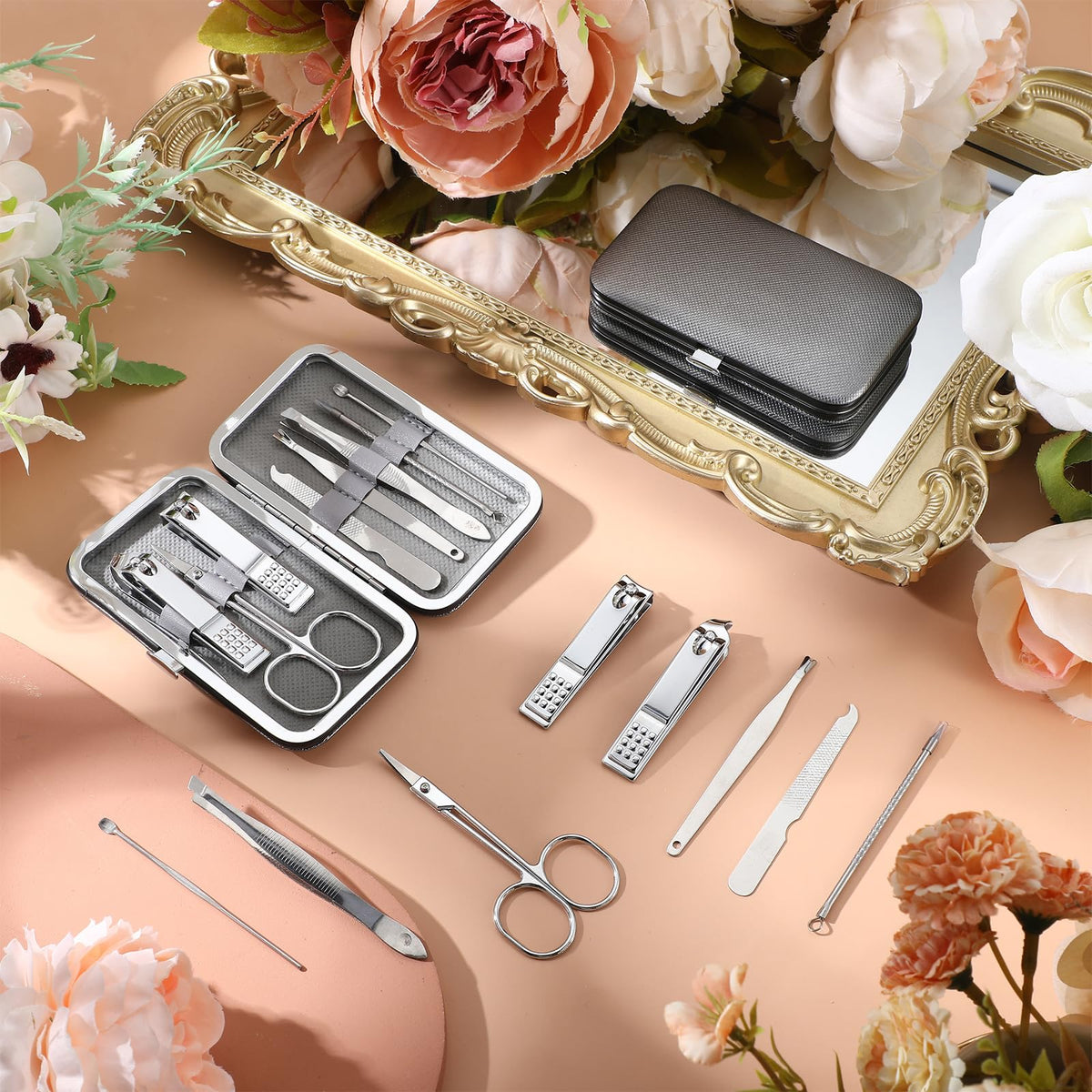 Geosar nail care tools arranged in travel case