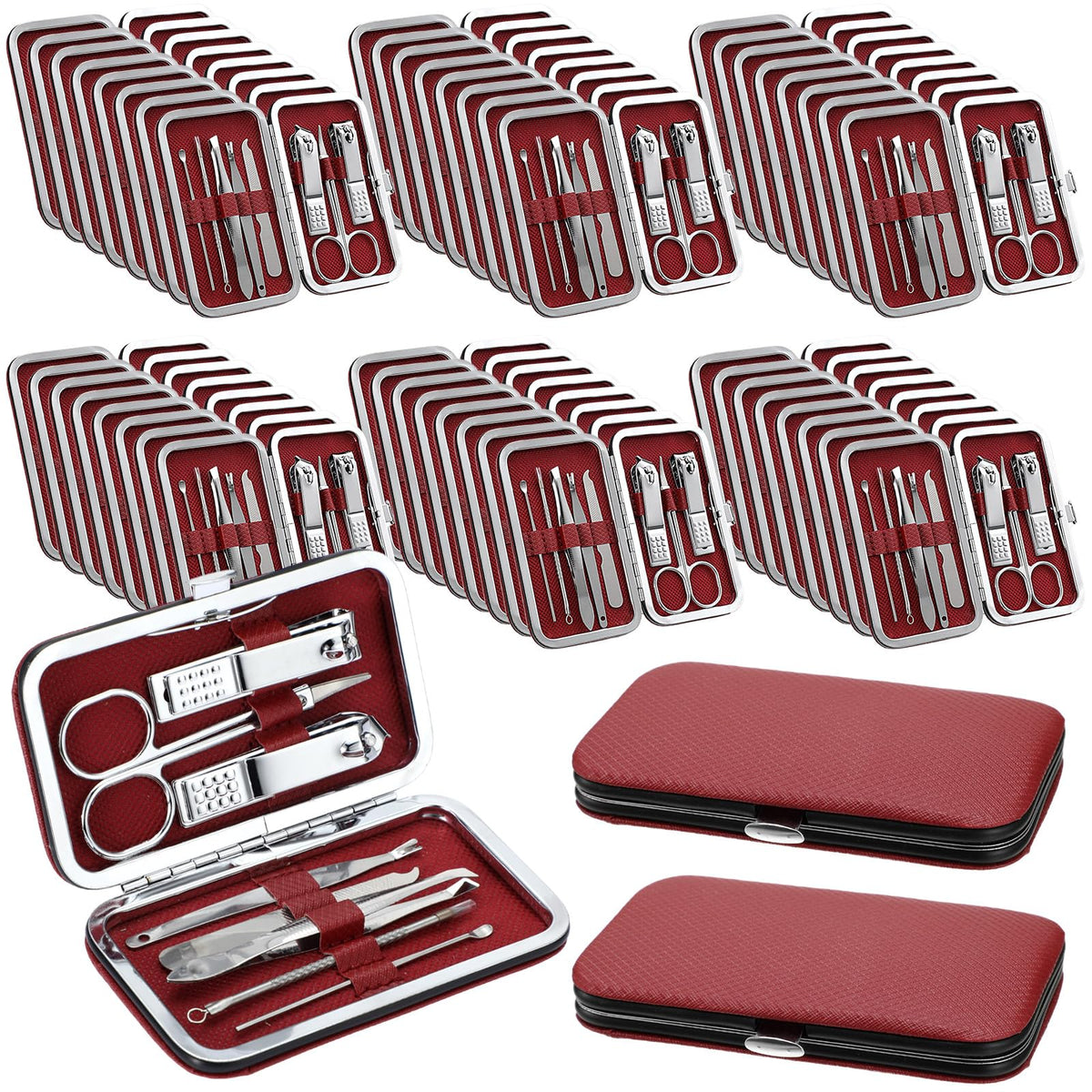 Geosar Travel Manicure Kit 50 Sets Red with tools