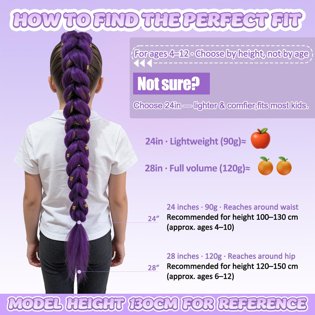 GetGal 30 inch purple braids ponytail close-up detail