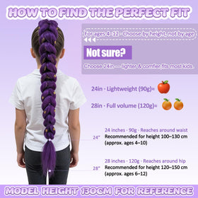 GetGal 30 inch purple braids ponytail close-up detail