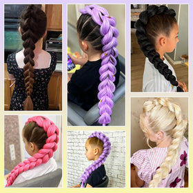 GetGal 30 inch purple braids ponytail in different lighting